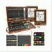 Artistic Masterpiece Deluxe Studio Set - 84-Piece Wood Box Case for Painting Drawing Sketching - Includes 2 Sketch Pads 24 Watercolor Paints 24 Pastels 24 Colored Pencils 2 Brushes - Perfect Sta
