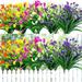 Spring Flowers Artificial for Decoration - 20 Bundles Fake Calla Lily Plant Outdoor UV Resistant - Vibrant and Weatherproof Faux Flowers for Home DÃ©cor - Set of 100 Stems - Yellow Purple White Oran