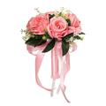 Gheawn Artificial Wedding Bouquet Valentine s Day Romantic Wedding Bouquet Crystal Silk Roses Bridal Wedding Hand Bouquet Bridesmaid Holding Artificial Fake Flowers Eternal Flower Love Gift (Pink)