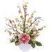 Nearly Natural Rose & Cherry Blossom Artificial Arrangement - Pink