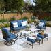 Alphamarts 7 - Person Outdoor Seating Group w/ Cushions Metal in Blue | 35 H x 74.5 W x 32 D in | Wayfair CP001-02-7-GB