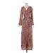 PrettyLittleThing Casual Dress V-Neck 3/4 sleeves: Brown Leopard Print Dresses - New - Women's Size 4