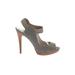 Pelle Moda Heels: Gray Shoes - Women's Size 10 - Peep Toe