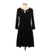 Nina Leonard Cocktail Dress - A-Line: Black Solid Dresses - Women's Size Small