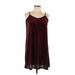 Mudd Casual Dress - Mini V-Neck Sleeveless: Burgundy Solid Dresses - Women's Size Large