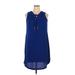 INC International Concepts Casual Dress - Shift High Neck Sleeveless: Blue Print Dresses - Women's Size 16