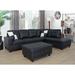 White/Black Sectional - Wade Logan® Beesley 103.5" Wide Faux Leather Sofa & Chaise w/ Ottoman Faux Leather | Wayfair