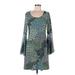 MSK Casual Dress: Teal Batik Dresses - Women's Size Medium