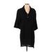 Michael Stars Casual Dress - Shirtdress Collared Short sleeves: Black Solid Dresses - Women's Size Small