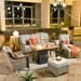 Red Barrel Studio® Daliya 5 - Person Outdoor Seating Group w/ Cushions in Gray | 33.07 H x 72.05 W x 32.68 D in | Wayfair