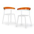 Latitude Run® Modern Stacking Patio Dining Side Chair Indoor/Outdoor Set Of 2 Orange Plastic/Resin in Orange/White | Wayfair