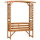 Outsunny Arch Pergola Patio Garden Bench, Wooden Garden Arbour with Seat, Brown