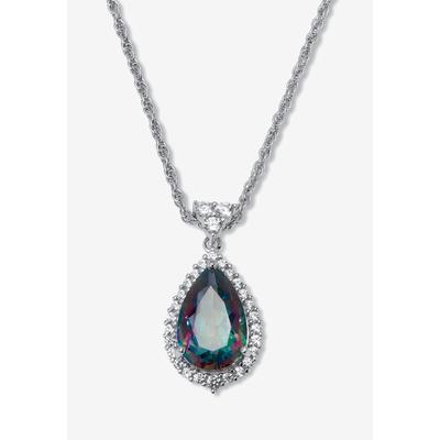 Women's 9.09 Tcw Pear Cut Genuine Mystic Fire Topaz And Cz Sterling Silver Necklace by PalmBeach Jewelry in Topaz