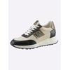 Sneaker HEINE, Damen, Gr. 38, schwarz-weiß (schwarz, ecru), Leder, Glattleder, sportlich, Schuhe