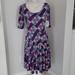 Lularoe Dresses | Nwt Lularoe Nicole Printed Dress Size L | Color: Blue/Pink | Size: L