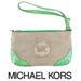 Michael Kors Bags | Michael Kors Women's Logo Wristlet Accessory Wallet Canvas / Green | Color: Green/Tan | Size: Os