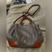 Dooney & Bourke Bags | Dooney & Bourke Elephant Gray Pebble Grain Leather Brenna Satchel Bag | Color: Gray/Tan | Size: Os