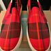 Kate Spade Shoes | Kate Spade Ny Keds Nib Authentic Red Plaid Canvas Slip On Cute Sneakers | Color: Red/White | Size: Size 9 1”Platform