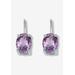 Women's 2.50 Tcw Oval Cut Genuine Amethyst And Cubic Zirconia Sterling Silver Earrings by PalmBeach Jewelry in Silver