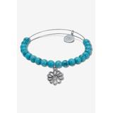 Women's Genuine Blue Turquoise Silvertone Heart Charm Bangle, 7.5 Inches by PalmBeach Jewelry in Blue Turquoise