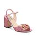 Gucci Shoes | Gucci Women's Glitter Leather Horsebit Mid Heel Ankle-Strap Sandals Pink 38 | Color: Pink | Size: 38eu