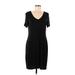 Daily Ritual Casual Dress - Sheath V-Neck Short sleeves: Black Print Dresses - Women's Size Large