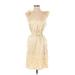 Marc by Marc Jacobs Casual Dress V-Neck Sleeveless: Gold Print Dresses - New - Women's Size Small