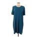 Eileen Fisher Casual Dress - Shift Scoop Neck Short sleeves: Teal Solid Dresses - New - Women's Size Medium