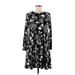Old Navy Casual Dress - Mini High Neck Long sleeves: Black Floral Dresses - New - Women's Size Medium