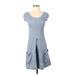 BCBGeneration Casual Dress - DropWaist: Blue Chevron/Herringbone Dresses - Women's Size Small
