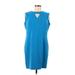 Black Label by Evan Picone Casual Dress - Sheath Keyhole Sleeveless: Blue Solid Dresses - Women's Size 12