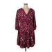 Torrid Casual Dress - Mini V-Neck 3/4 sleeves: Burgundy Print Dresses - Women's Size 2X Plus