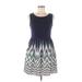 Xhilaration Casual Dress - Mini Scoop Neck Sleeveless: Blue Chevron/Herringbone Dresses - Women's Size Medium
