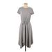 Simply Vera Vera Wang Casual Dress - Midi Crew Neck Short sleeves: Gray Solid Dresses - Women's Size Small