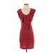 Banana Republic Factory Store Casual Dress - Bodycon Scoop Neck Short sleeves: Burgundy Print Dresses - Women's Size X-Small