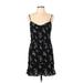 Abercrombie & Fitch Casual Dress - Slip dress: Black Floral Motif Dresses - Women's Size Large