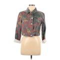 Shein Denim Jacket: Short Teal Print Jackets & Outerwear - Women's Size Small