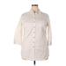 MICHAEL Michael Kors Long Sleeve Button Down Shirt: Ivory Print Tops - Women's Size 18 Plus