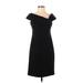 Teri Jon by Rickie Freeman Cocktail Dress - Party Open Neckline Short sleeves: Black Solid Dresses - Women's Size 4