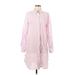 J.Crew Casual Dress - Shirtdress Collared 3/4 sleeves: Pink Print Dresses - Women's Size Large