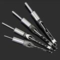 End Mill Bits Woodworking Drill Tools Kit 1PC 4PCS HSS Twist Drill Bits Set Square Auger Mortising Chisel Drill Set Square Hole Extended Saw (Color : 4PCS SET)