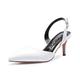 Castamere Pointed Toe Slingback Court Shoes Womens Mid Kitten Heel Pumps Closed Toe Sandals 2.4 in Heel PU White Pump EU 40