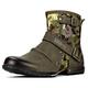 OSSTONE Motorcycle Boots for Men Cowboy Hiking Fashion Zipper Leather Chukka Ankle Boots Casual Shoes OS-5008-1-G-10-R