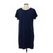 Lands' End Casual Dress - Shift: Blue Jacquard Dresses - Women's Size Large