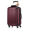 Haputstadtkoffer Hand luggage Hard-shell trolley Rolling suitcase 4 double rolls, Roller Case, 55 cm, 42 liters, Red (Burgund)