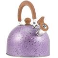 Stovetop Tea Kettle Whistling Teapot Stainless Steel Water Kettle with Wood Handle Locking Spout Cover Camping Serving Kettle for Gas Induction Electric Stovetops 2L- Blue (Color : Purple)