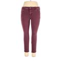 American Eagle Outfitters Jeggings - Low Rise: Burgundy Bottoms - Women's Size 16 Petite - Dark Wash