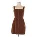 Hollister Casual Dress - Mini Square Sleeveless: Brown Solid Dresses - Women's Size Large