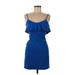 Susana Monaco Casual Dress - Mini V Neck Sleeveless: Blue Solid Dresses - Women's Size X-Small