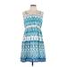 Banana Republic Casual Dress - Mini Scoop Neck Sleeveless: Blue Print Dresses - Women's Size Large Petite